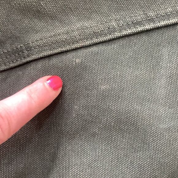 Carhartt Distressed RN#14806
J130 MOS Green Hooded Chore Workwear Coat Sz XLT - Picture 13 of 17